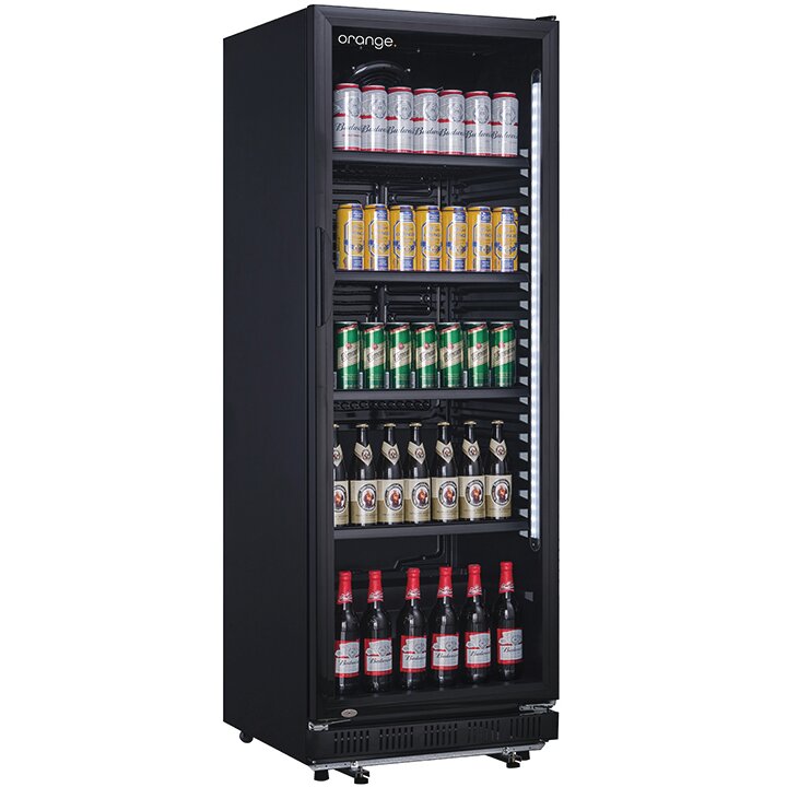 Glastürkühlschrank 360 l, komplett schwarz